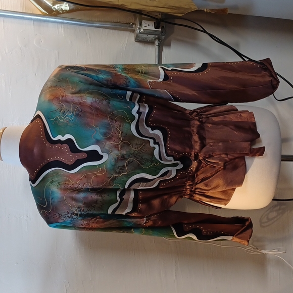 Louise Blumberg silk watercolor blazer jacket coat sz M - Picture 5 of 9